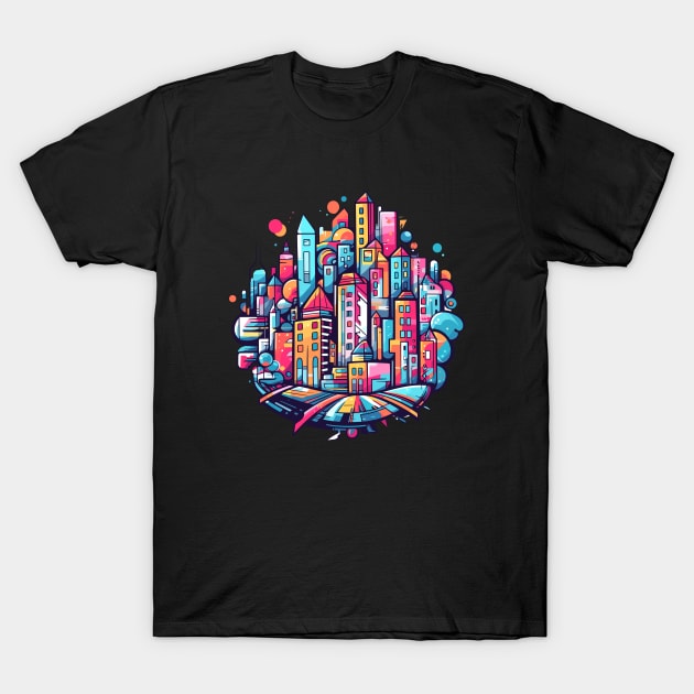 Modern City Urbain Skylines Cityscape Creativity T-Shirt by Cubebox